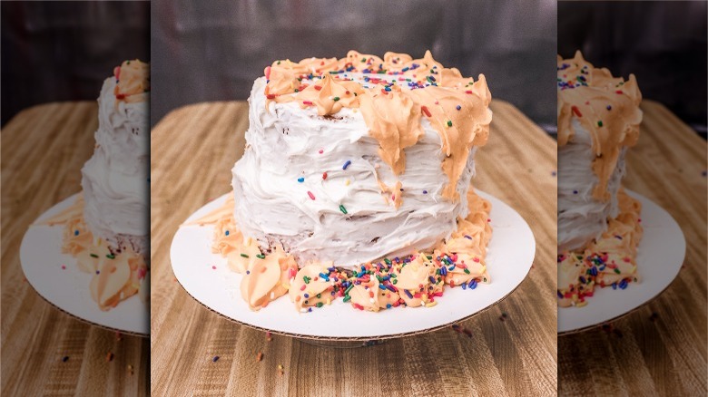 Drooping cake with melting frosting