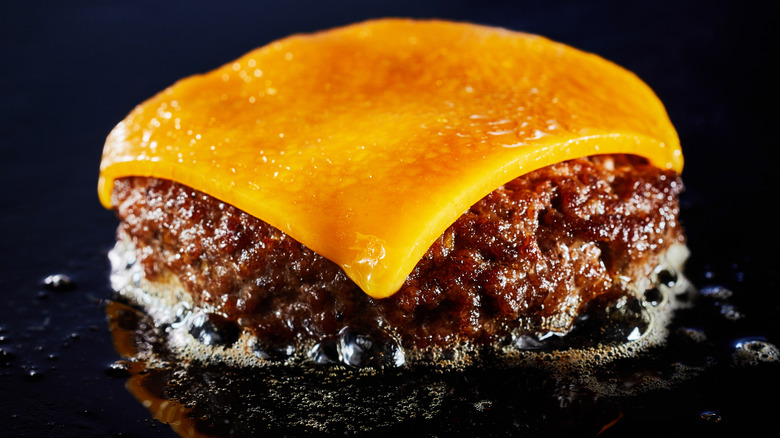 hamburger patty with melted cheese