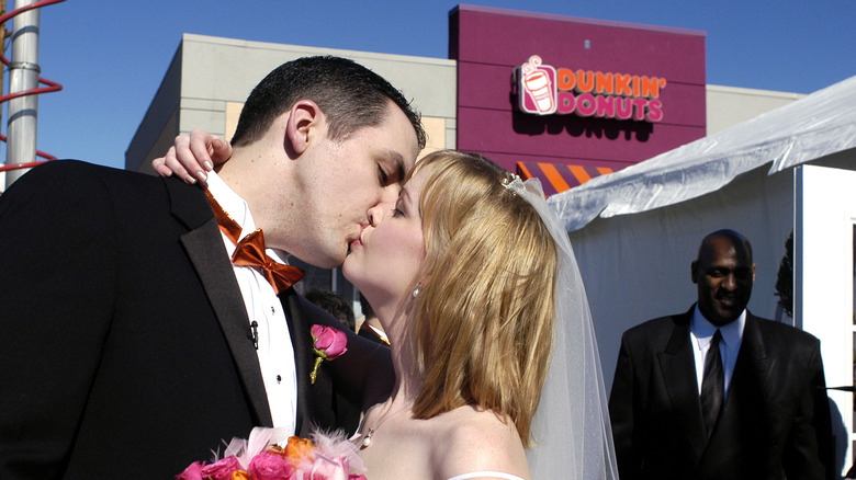 Bride and groom, Dunkin Donuts 