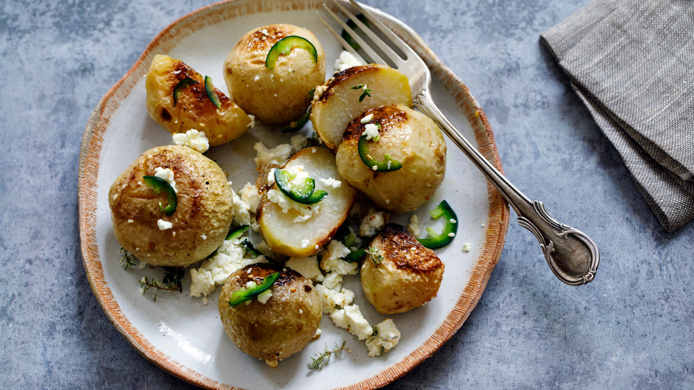 roasted kohlrabi with feta and jalepenos 