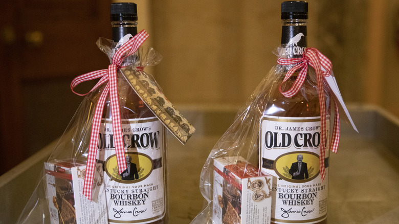 Bottles of Old Crow whiskey