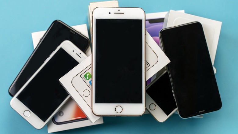 Stack of smartphones