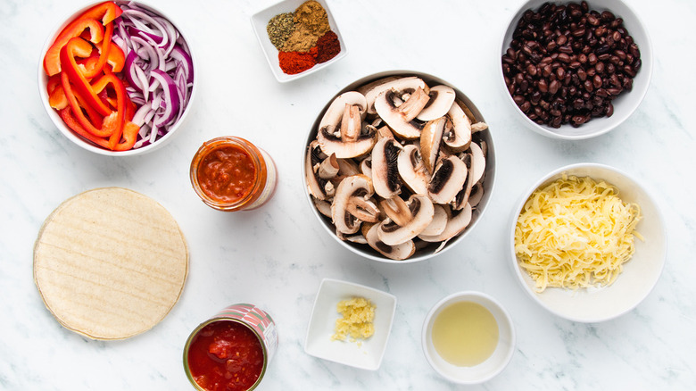 ingredients for mushroom enchiladas