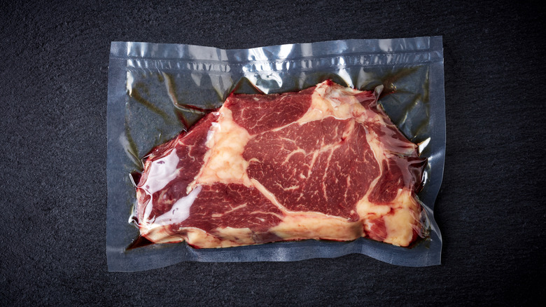 Steak in sous vide bag