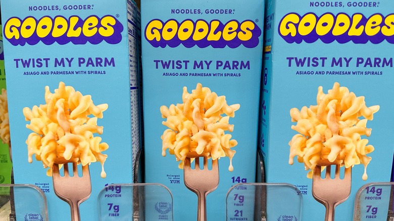 Three boxes of Goodles boxed mac n cheese