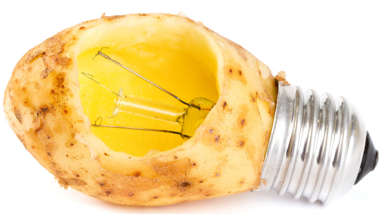 A potato turned into a lightbulb