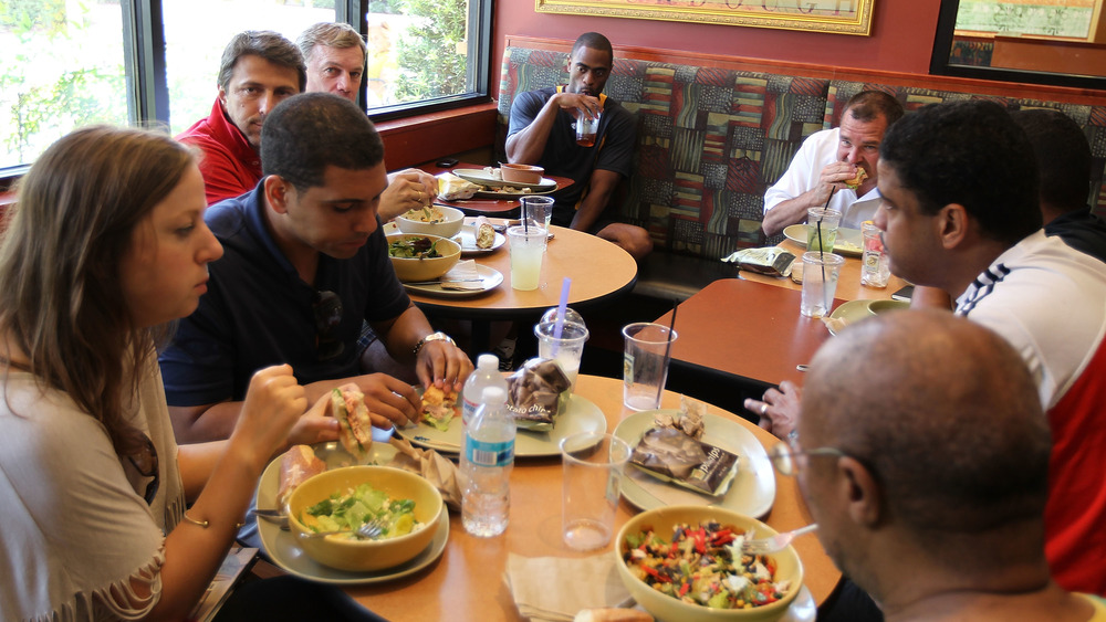 Tyson Gay eating at Panera