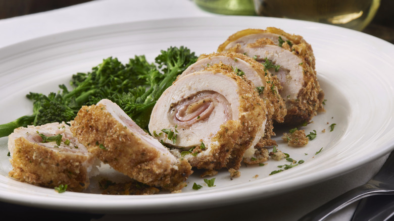 chicken cordon bleu on plate