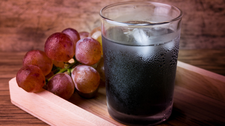 Homemade grape soda with grapes