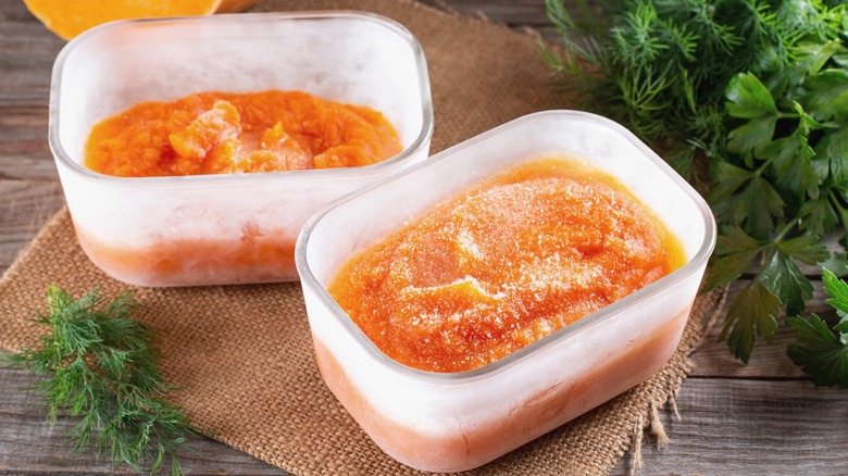 two containers of frozen pumpkin