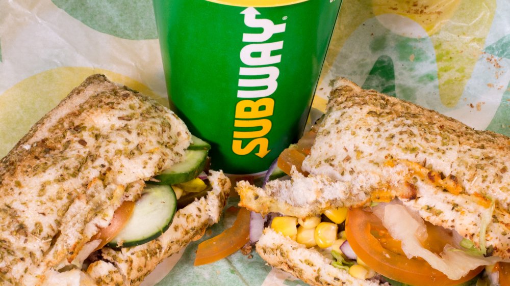 Subway drink and sandwich