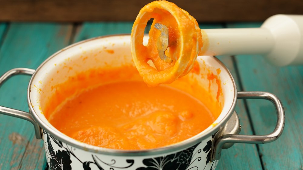 Pumpkin soup and an immersion blender
