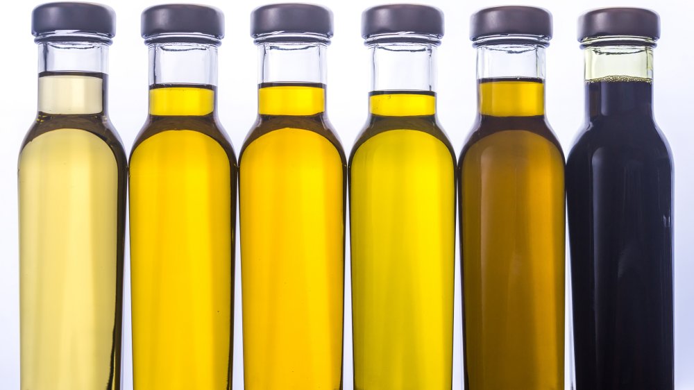 bottles of vegetable oils and olive oil