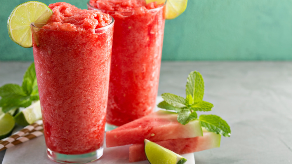 Frozen watermelon drinks in glasses