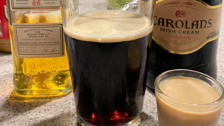 Guinness and shot of Irish Whisky with Irish Cream