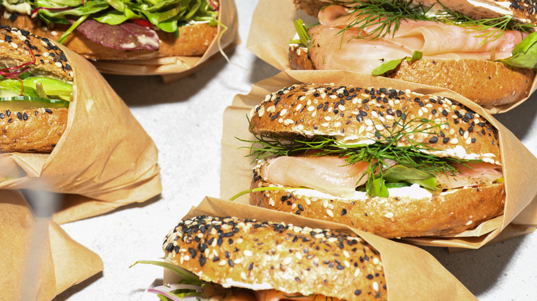 Bagel Sandwiches loaded with ingredients