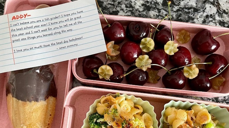 Bento box with handwritten note by Jessica Woo