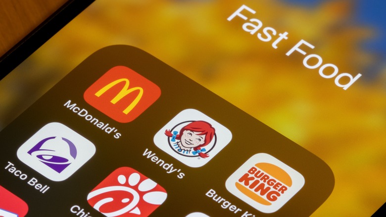 McDonald's, Wendy's, and other fast food app logos