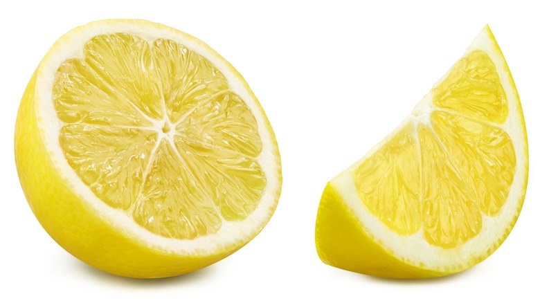 Lemon and lemon wedge