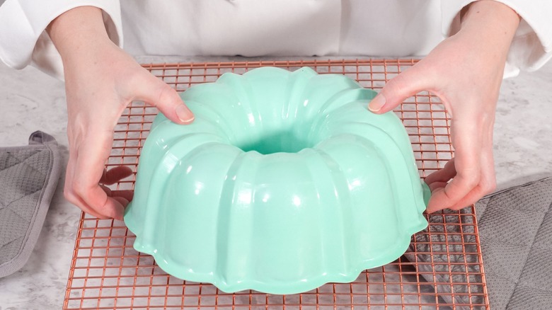 flipping bundt pan upside-down