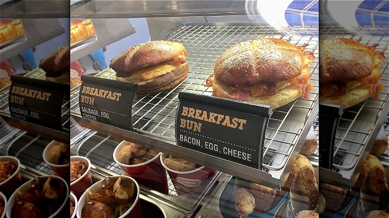 Breakfast sandwiches display case