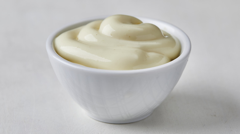 mayo in white ramekin