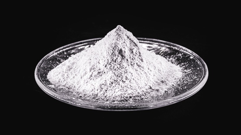 phosphate powder on glass dish