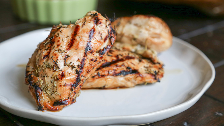 cooked chicken on white plate