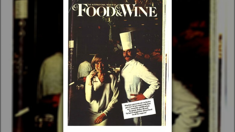 Original Food & Wine Magazine cover with chef and woman drinking cocktail