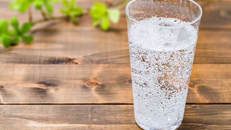 Glass of carbonated water