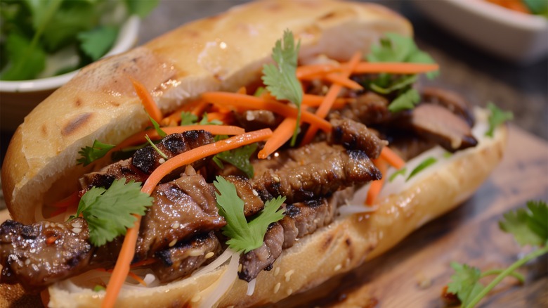 pork banh mi with carrots