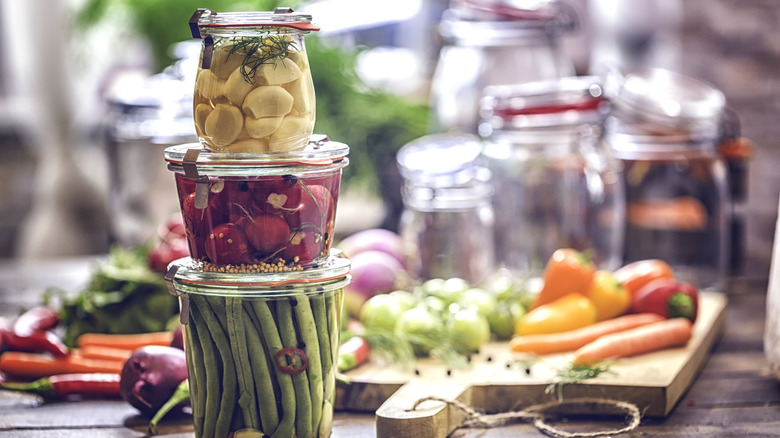 Jars of preserved foods