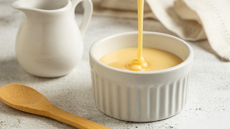 Sweetened condensed milk in a bowl