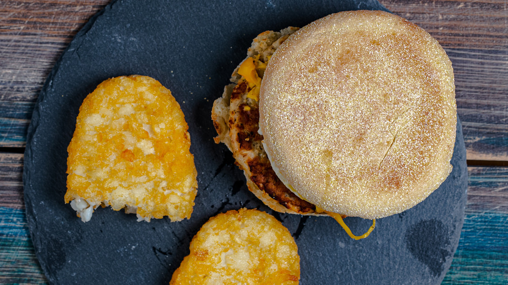 McDonald's hashbrown with breakfast sandwich