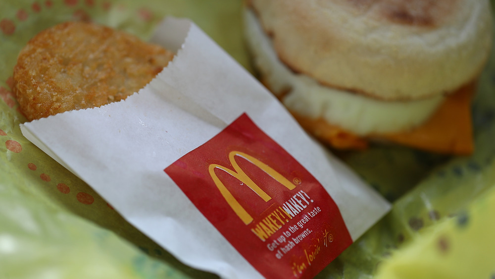 McDonald's hash brown with sandwich