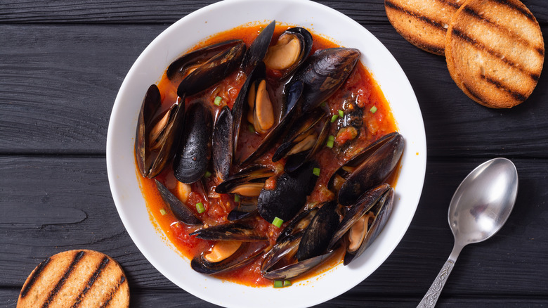 Seafood soup with mussels