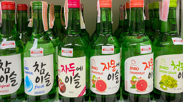 Bottles of fruit flavored soju