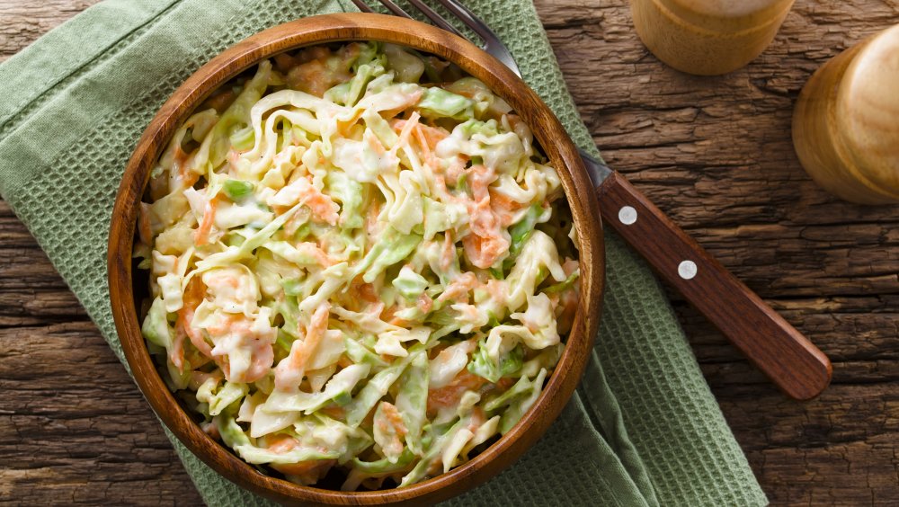 Bowl of fresh, creamy coleslaw