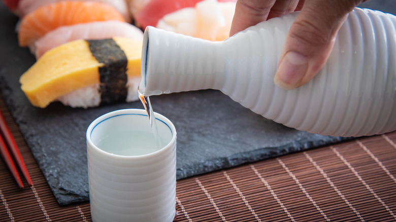 sake with sushi