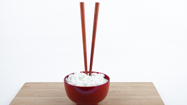 chopsticks in rice