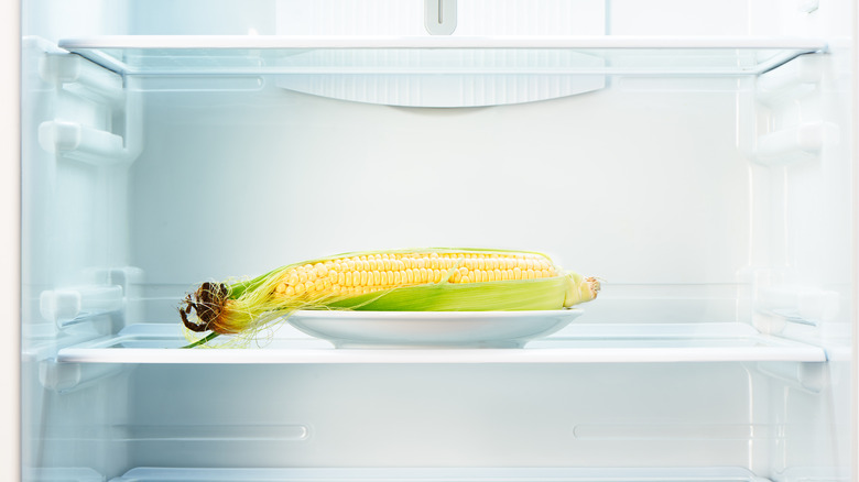 corn sitting in fridge