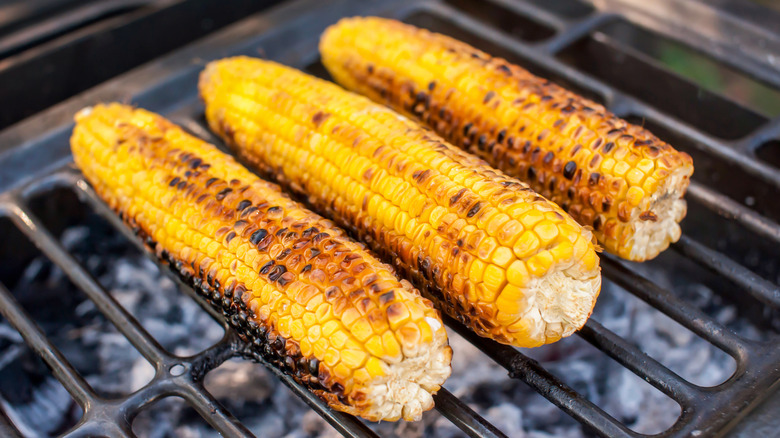 burnt corn on a grill