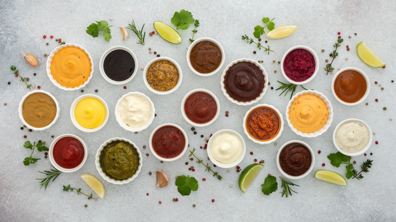 Various sauces in bowls