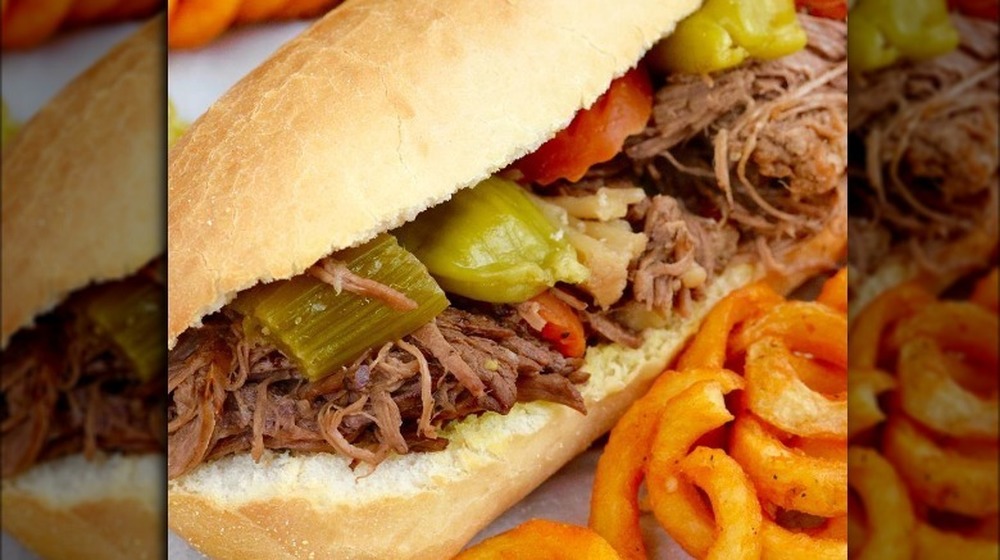 Italian beef sandwich  with fries