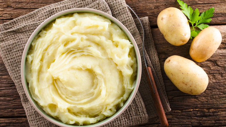 Homemade mashed potatoes with spuds