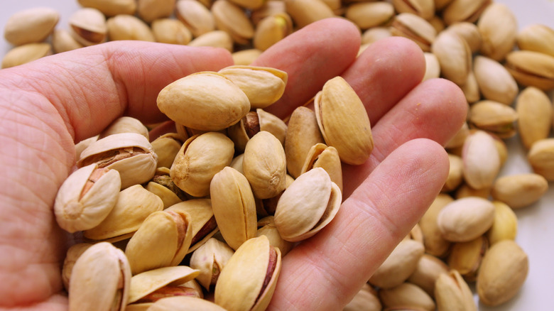 Pistachios in a hand