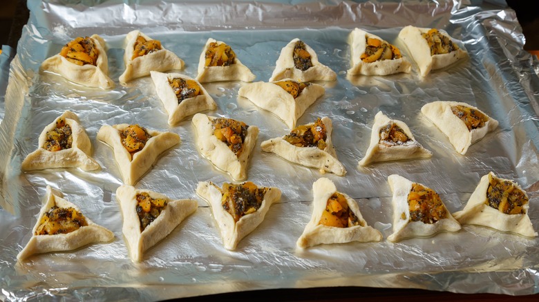 cookies on foil-lined baking sheet