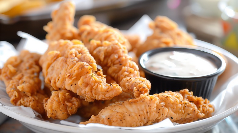 Chicken tenders on plate