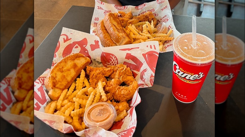 Raising Cane's food and cup