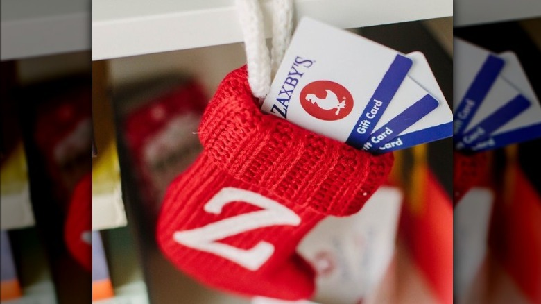 Zaxby's gift cards in stocking